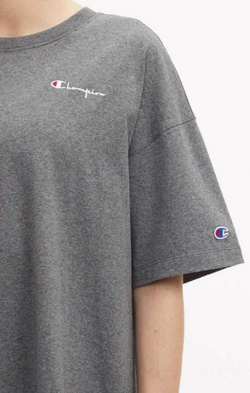 Champion Small Script Logo Oversized T-Shirt Klänning Klänning Dam Mörkgrå | 8520-YXRBU