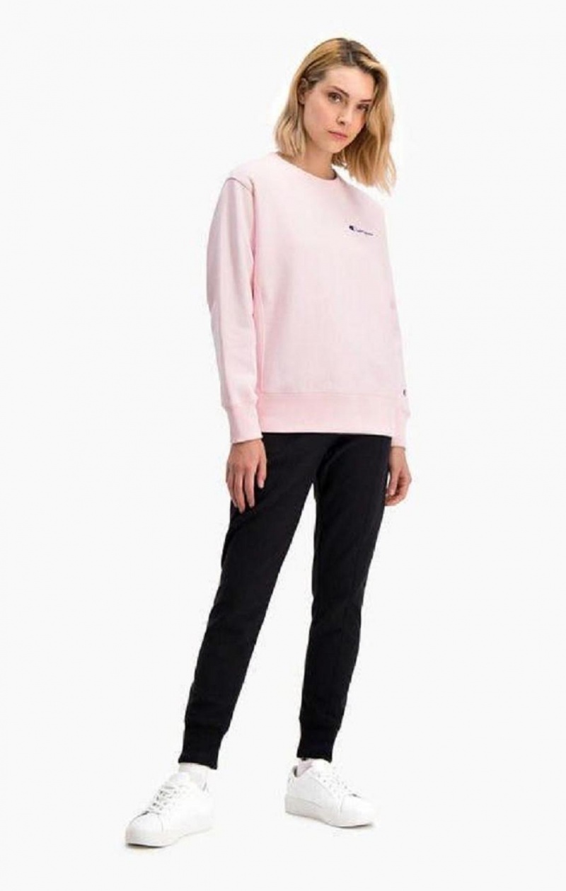 Champion Small Script Logo Reverse Weave Sweatshirt Tröjor Dam Rosa | 6480-JUAKN