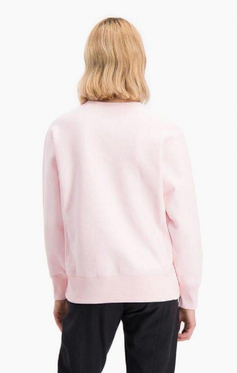 Champion Small Script Logo Reverse Weave Sweatshirt Tröjor Dam Rosa | 6480-JUAKN