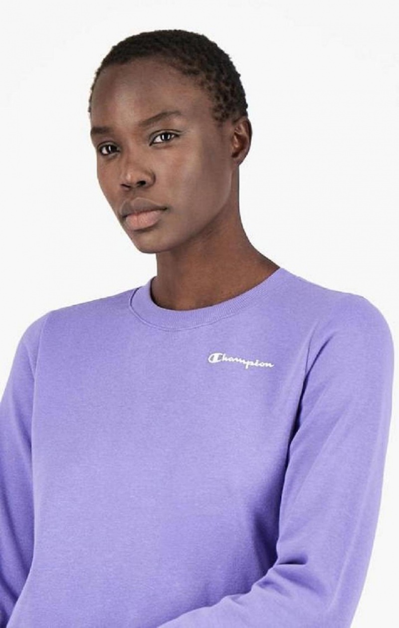 Champion Small Script Logo Spring Bomull Terry Sweatshirt Tröjor Dam Lila Olivgröna | 7514-GNHXV