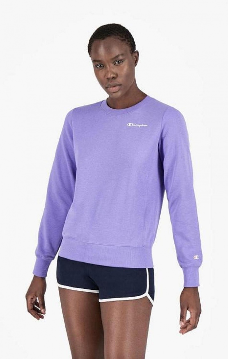 Champion Small Script Logo Spring Bomull Terry Sweatshirt Tröjor Dam Lila Olivgröna | 7514-GNHXV