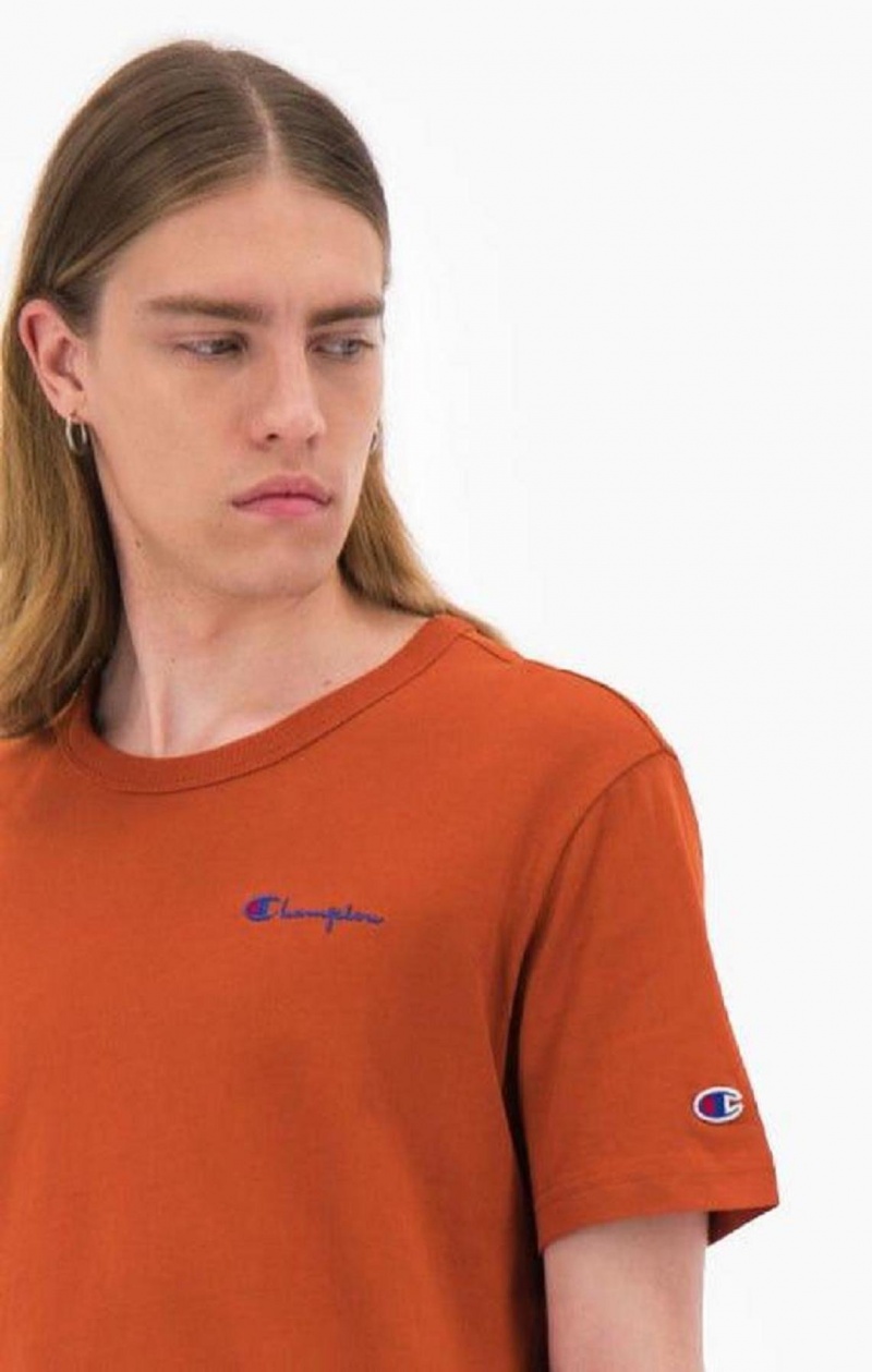 Champion Small Script Logo T-Shirt T-shirt Herr Bruna | 4951-MHFSV