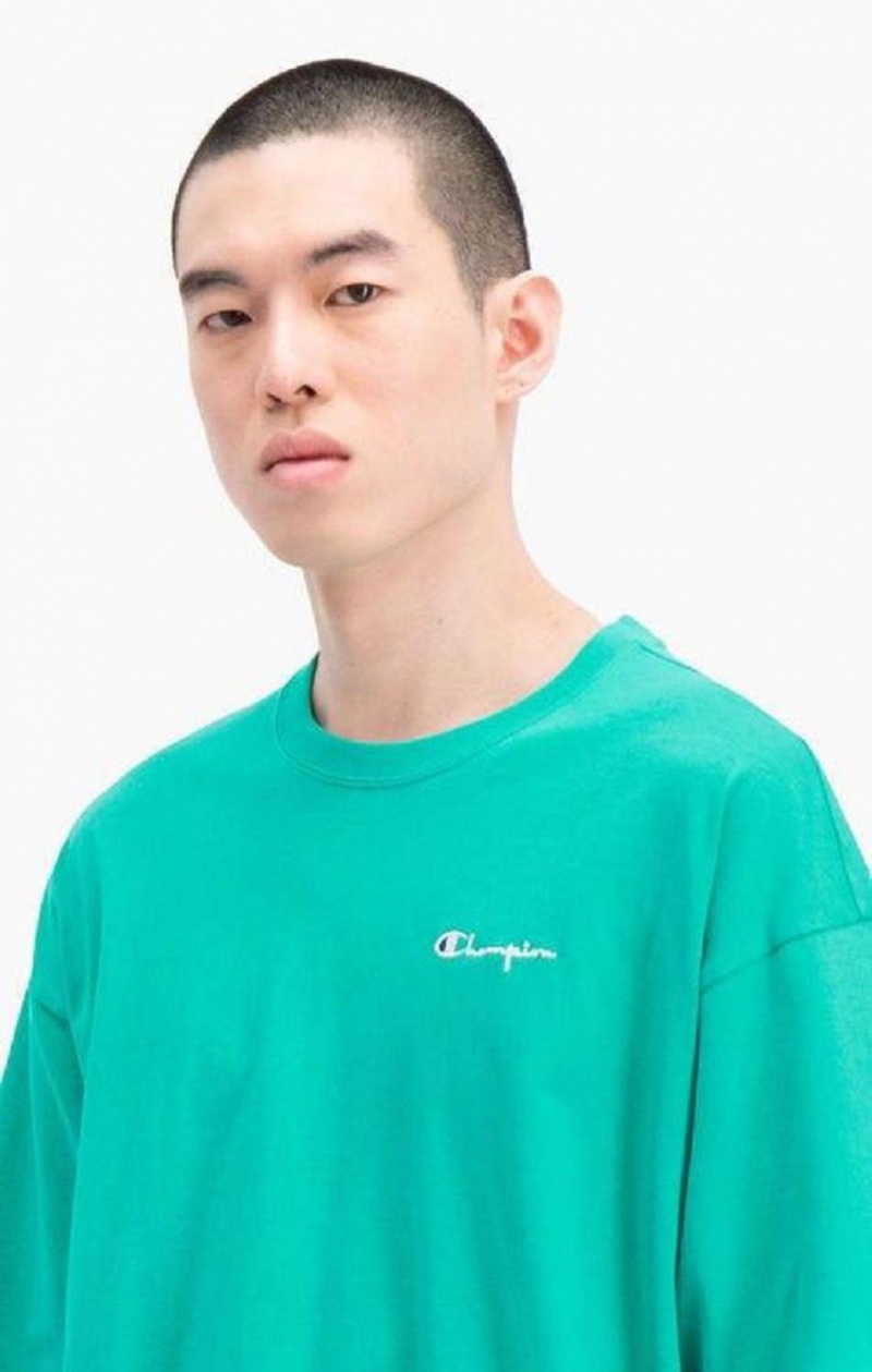 Champion Small Script Logo T-Shirt T-shirt Herr Turkos | 9213-VYPZN