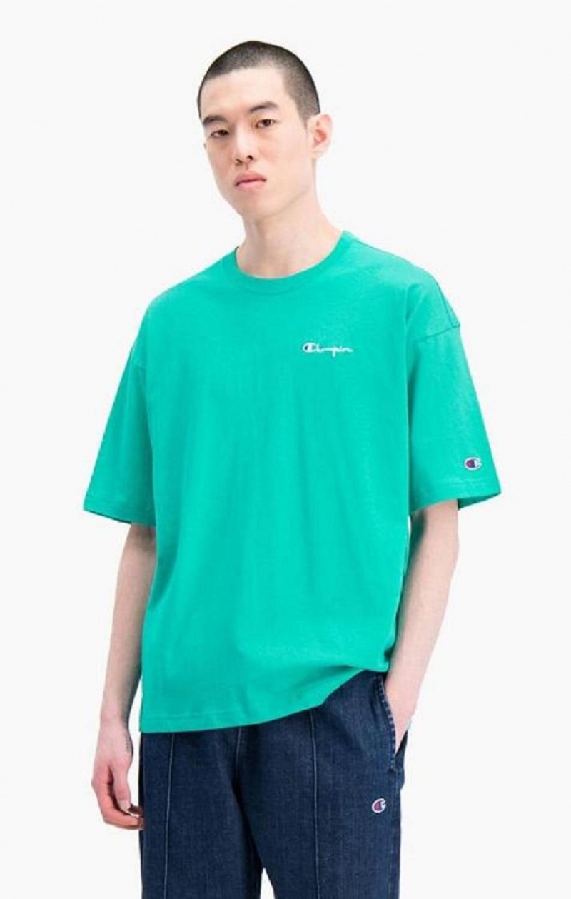 Champion Small Script Logo T-Shirt T-shirt Herr Turkos | 9213-VYPZN