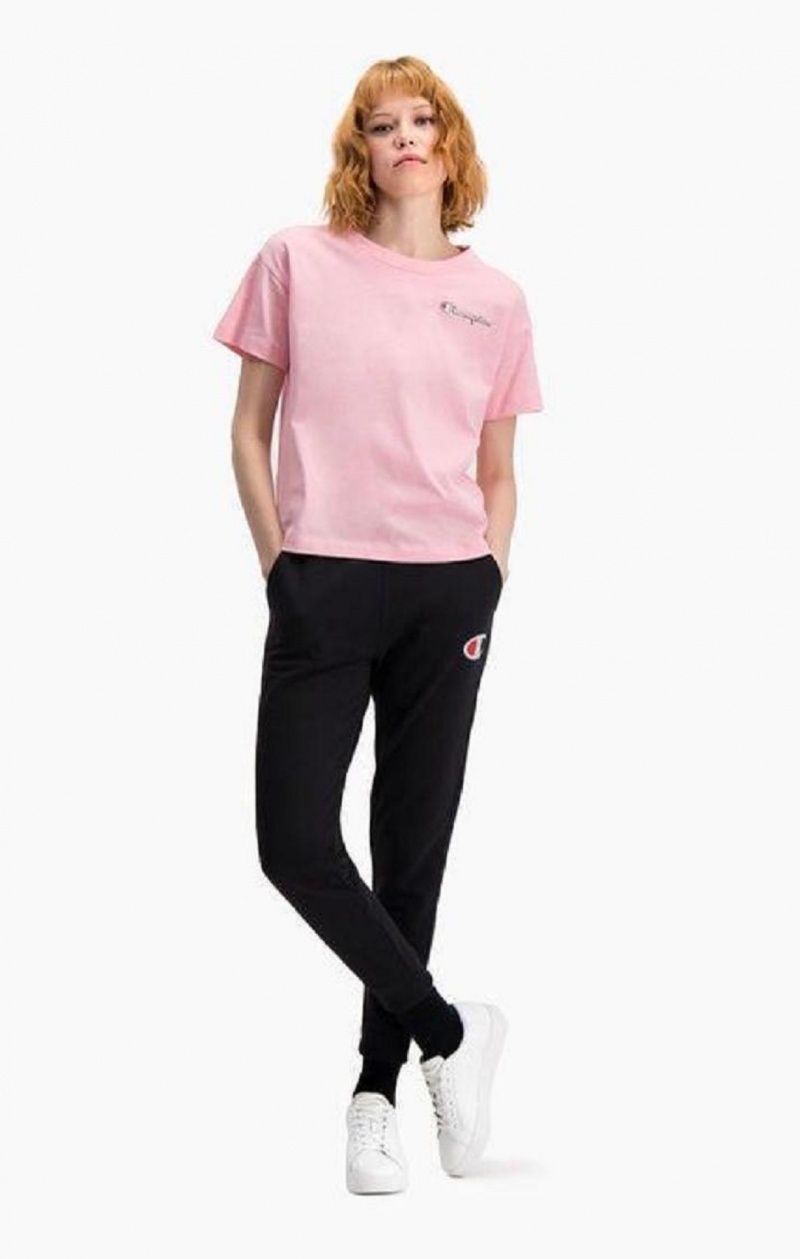 Champion Small Script Logo T-Shirt T-shirt Dam Rosa | 1579-VCNPO