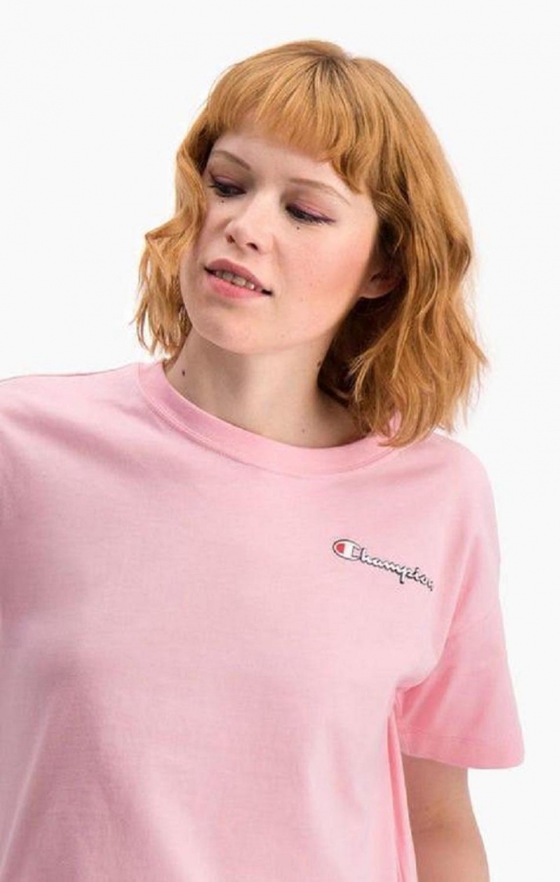 Champion Small Script Logo T-Shirt T-shirt Dam Rosa | 1579-VCNPO