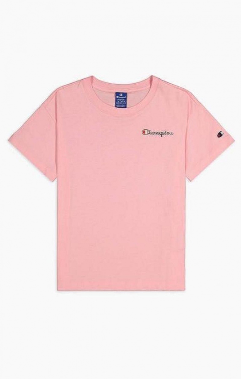 Champion Small Script Logo T-Shirt T-shirt Dam Rosa | 1579-VCNPO