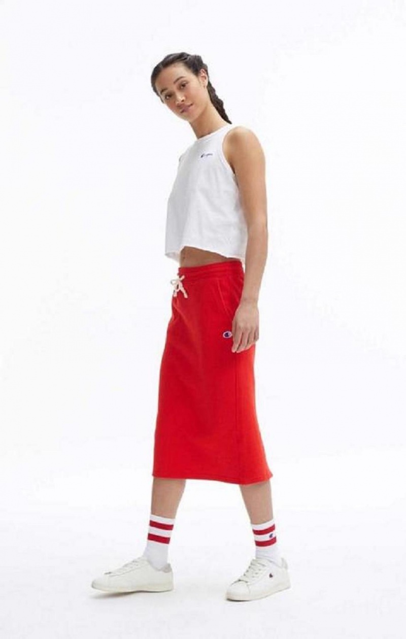 Champion Split Back Reverse Weave Midi Skirt Kjolar Dam Röda | 5608-ZLWCD