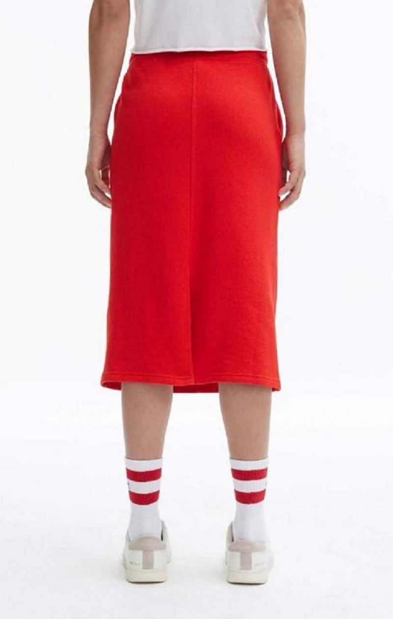 Champion Split Back Reverse Weave Midi Skirt Kjolar Dam Röda | 5608-ZLWCD