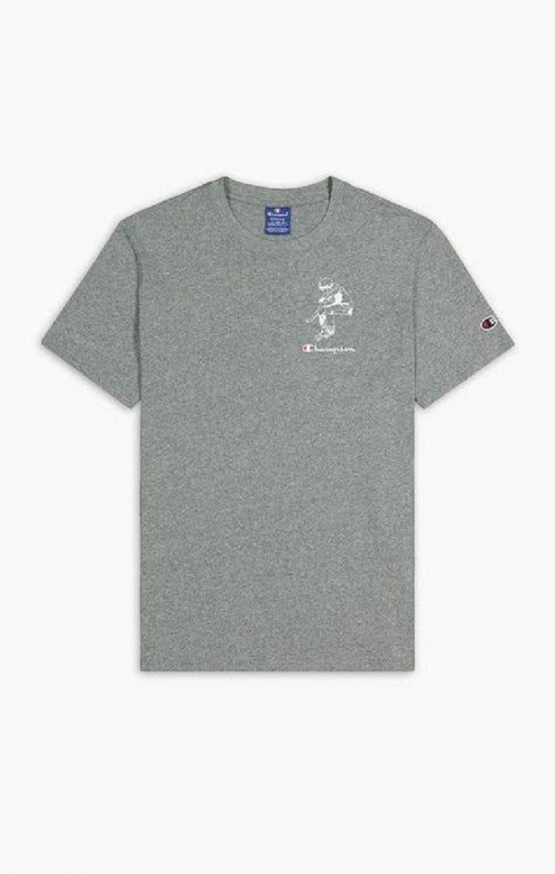 Champion Street Sports Tryck Print T-Shirt T-shirt Herr Mörkgrå | 5089-YQODW