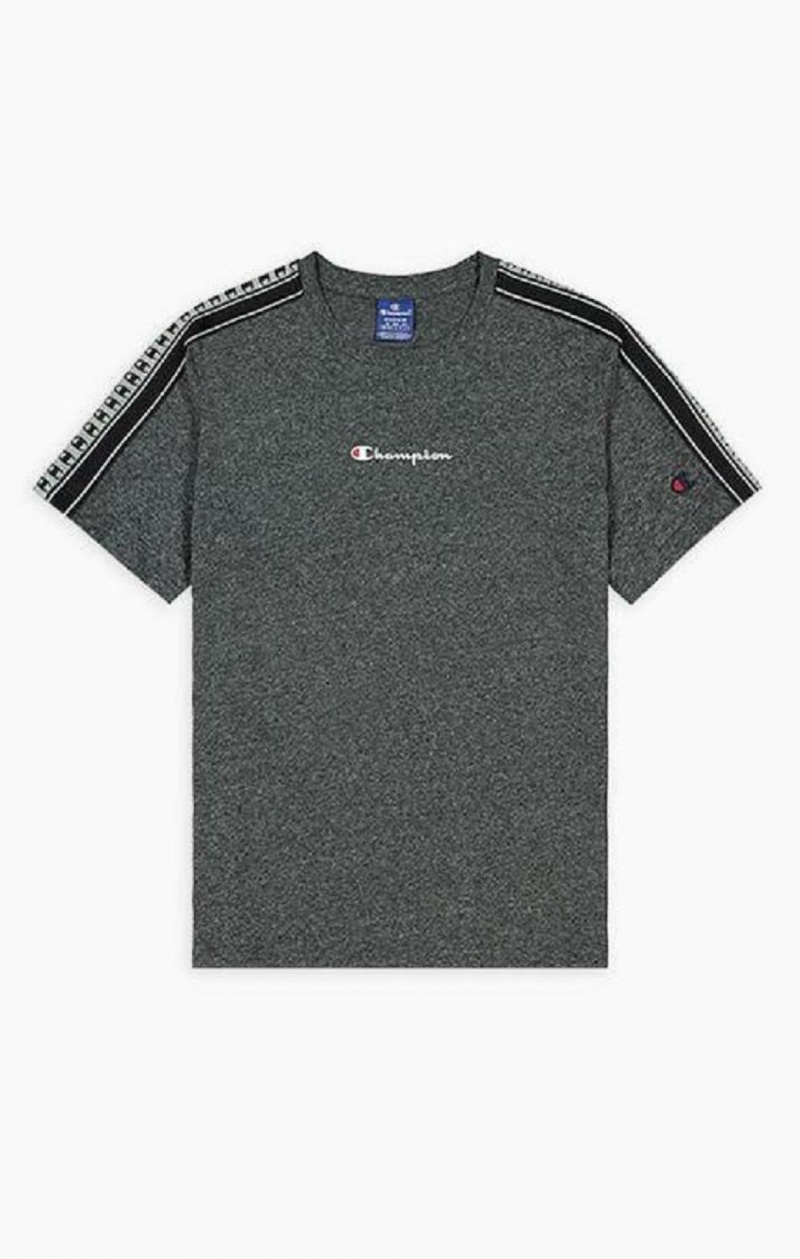 Champion Stripe C Logo Tape Sleeve T-Shirt T-shirt Herr Mörkgrå | 9124-ZFTYW