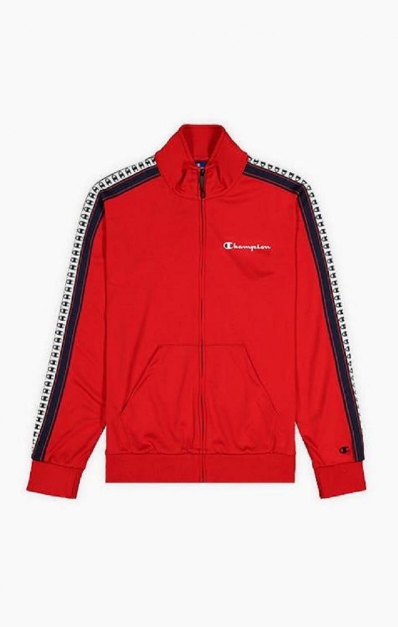 Champion Stripe Logo Tape Zip-Up Track Jacket Jackor Herr Röda | 8957-VXAJK