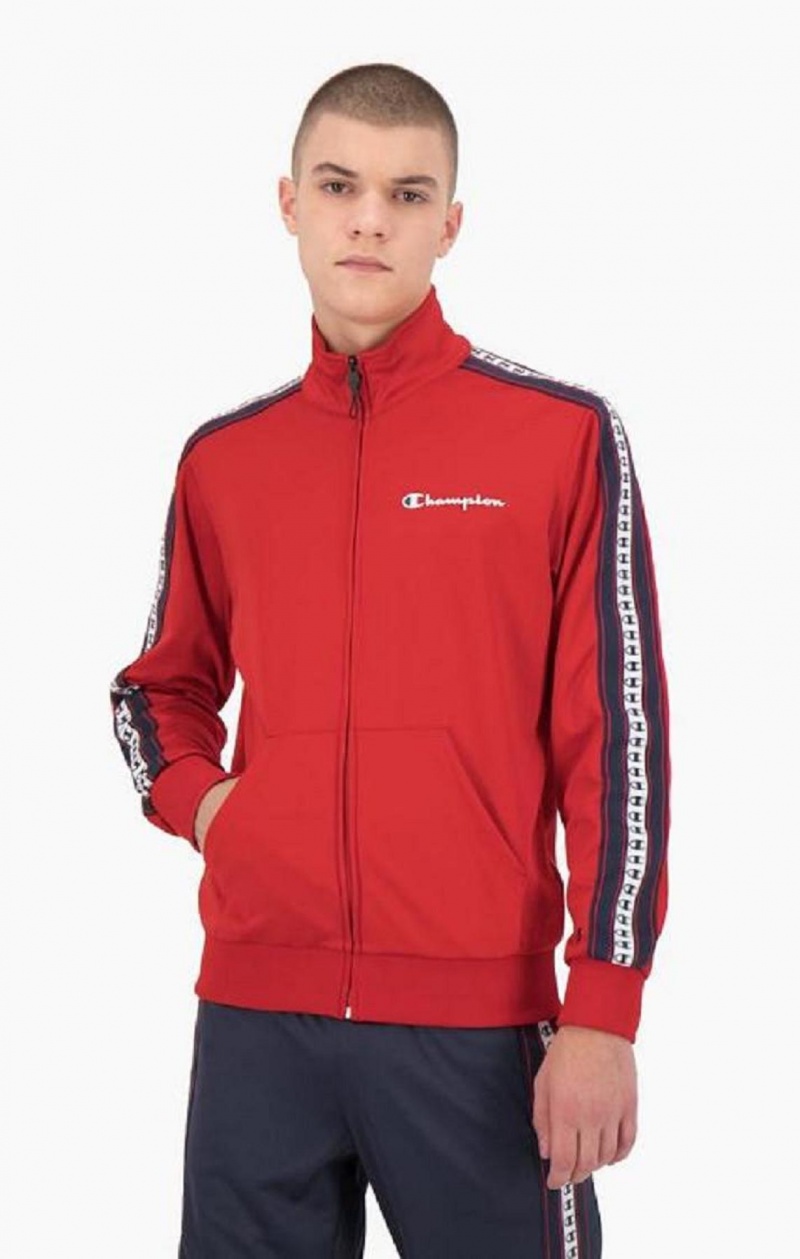 Champion Stripe Logo Tape Zip-Up Track Jacket Jackor Herr Röda | 8957-VXAJK