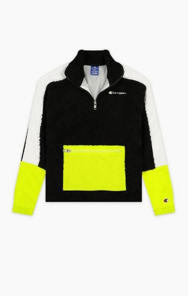 Champion Teddy Polar Fleece Colour Block Track Jacket Jackor Dam Svarta | 3902-IBAFY