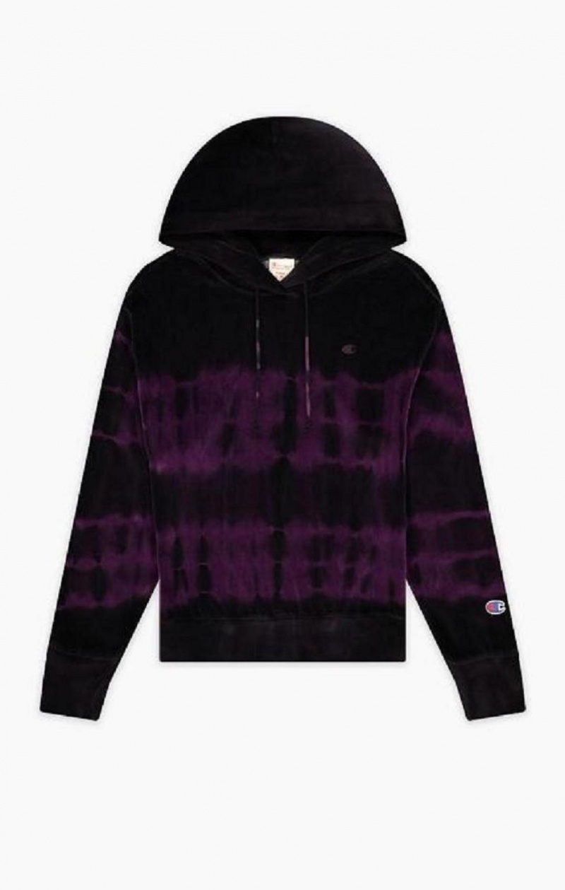 Champion Tie Dye C Logo Velour Hoodie Hoodie Dam Bruna | 8529-OXSVL