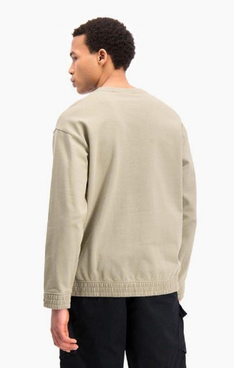 Champion Triple Script Logo Cargo Pocket Sweatshirt Tröjor Herr Beige | 1539-PLXKF