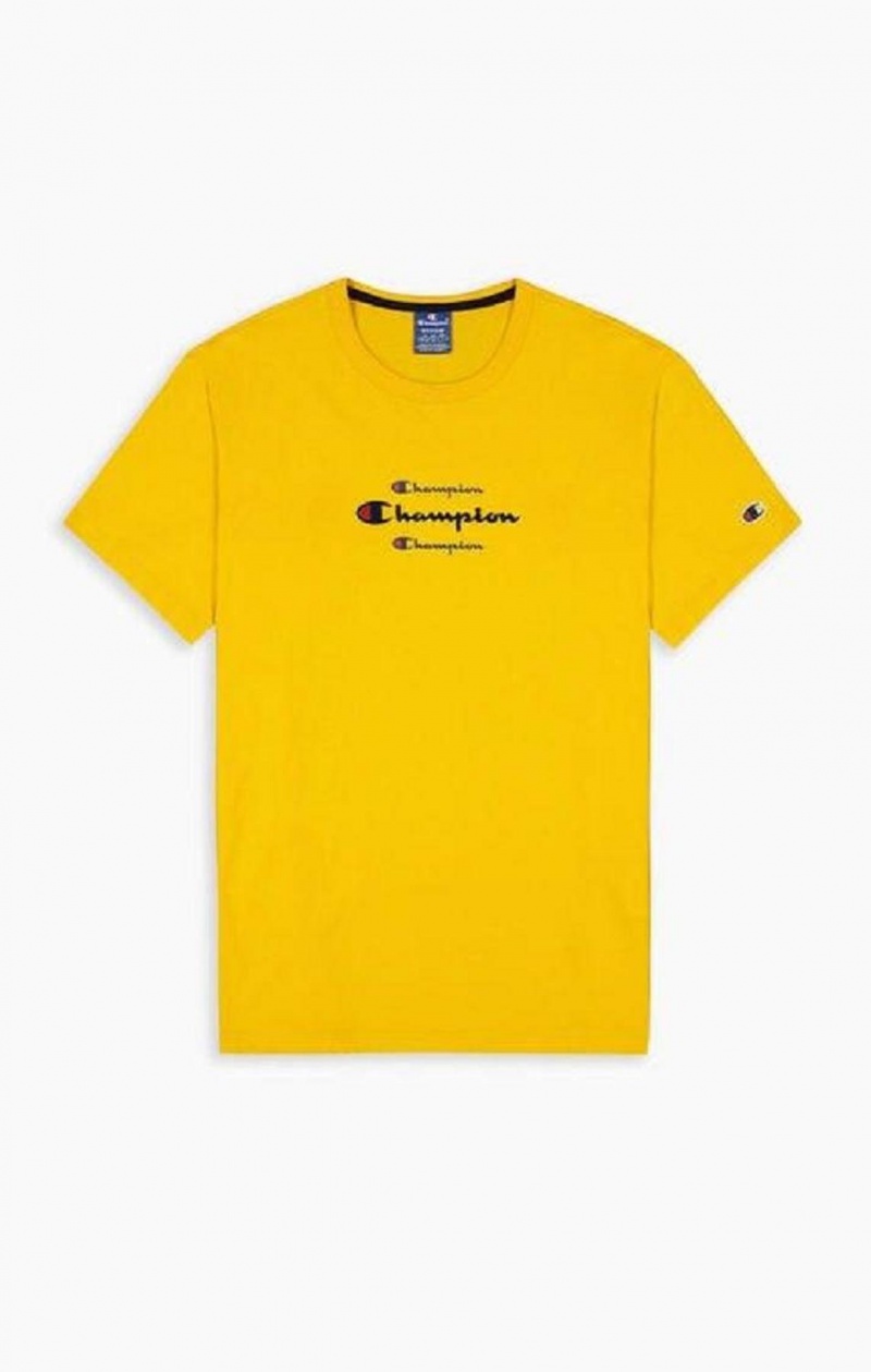 Champion Triple Script Logo T-Shirt T-shirt Herr Guld | 9856-HUQYS