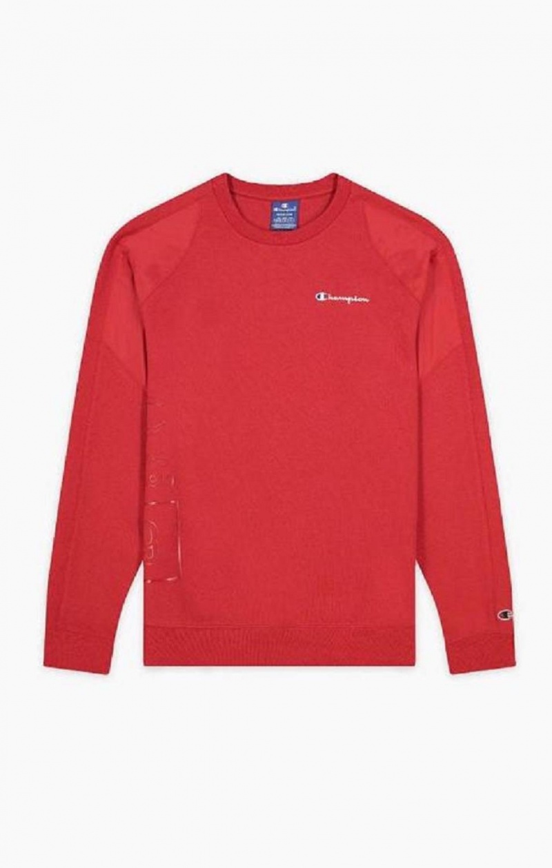 Champion Tryck Logo Print Vadderad Insert Sweatshirt Tröjor Herr Röda | 5234-MOFLI