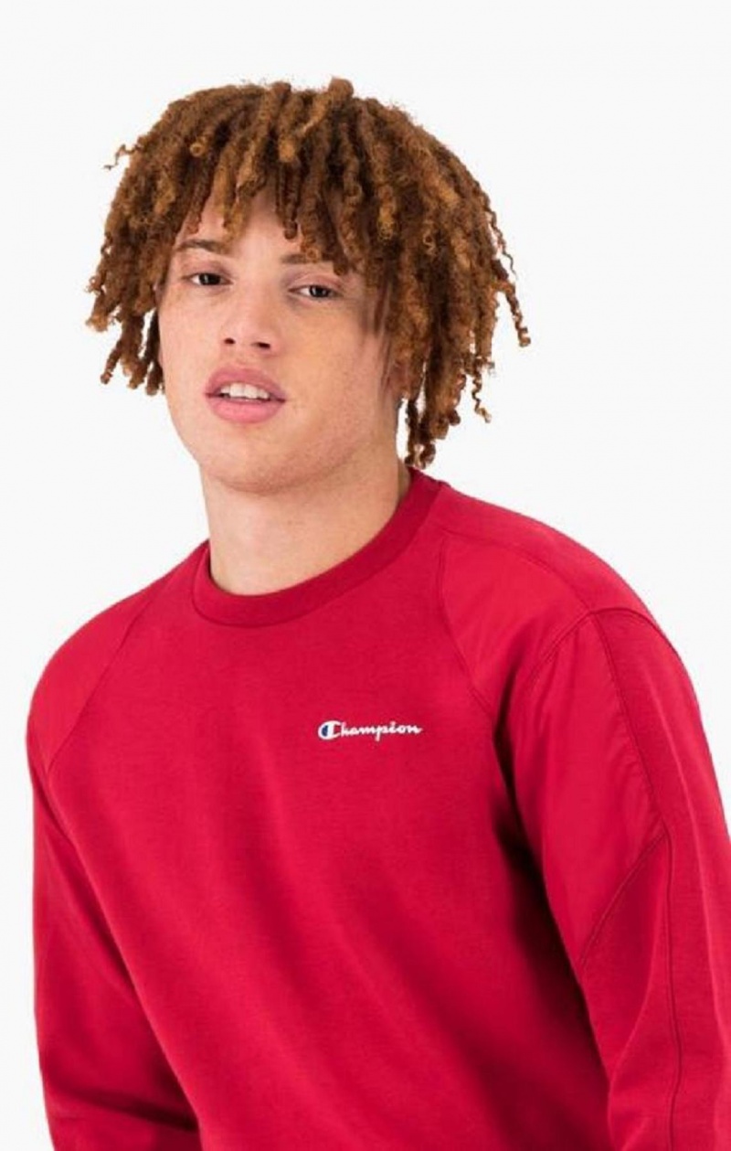 Champion Tryck Logo Print Vadderad Insert Sweatshirt Tröjor Herr Röda | 5234-MOFLI