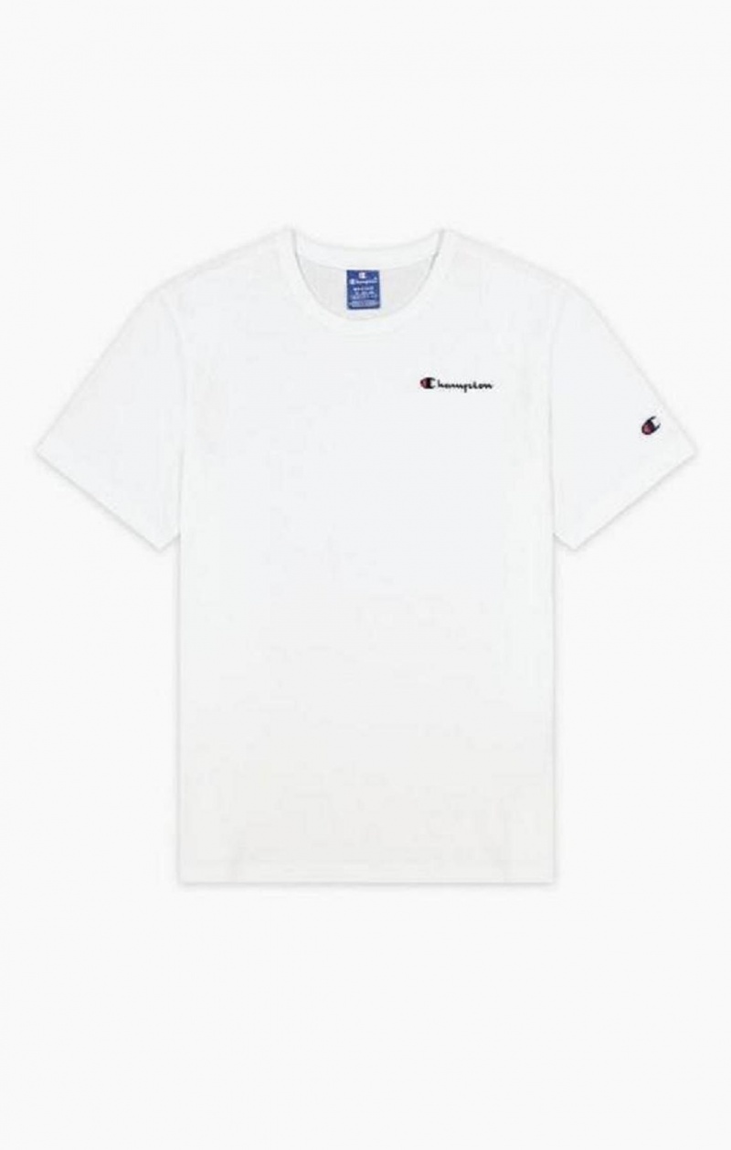 Champion Tryck Logo Print Vadderad Insert T-Shirt T-shirt Herr Vita | 5708-XVJBL