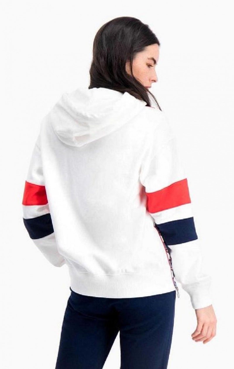 Champion Tryck Stripe And Colour Block Hoodie Hoodie Dam Vita | 0294-YKTPX