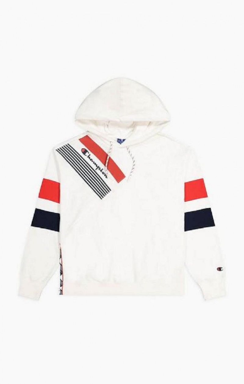 Champion Tryck Stripe And Colour Block Hoodie Hoodie Dam Vita | 0294-YKTPX