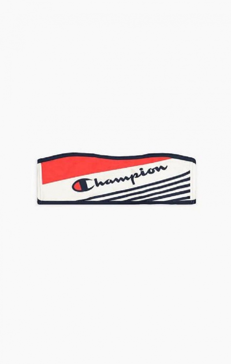 Champion Tryck Stripe Logo Bandeau Bikini Top Badkläder Dam Vita | 9386-AORXH