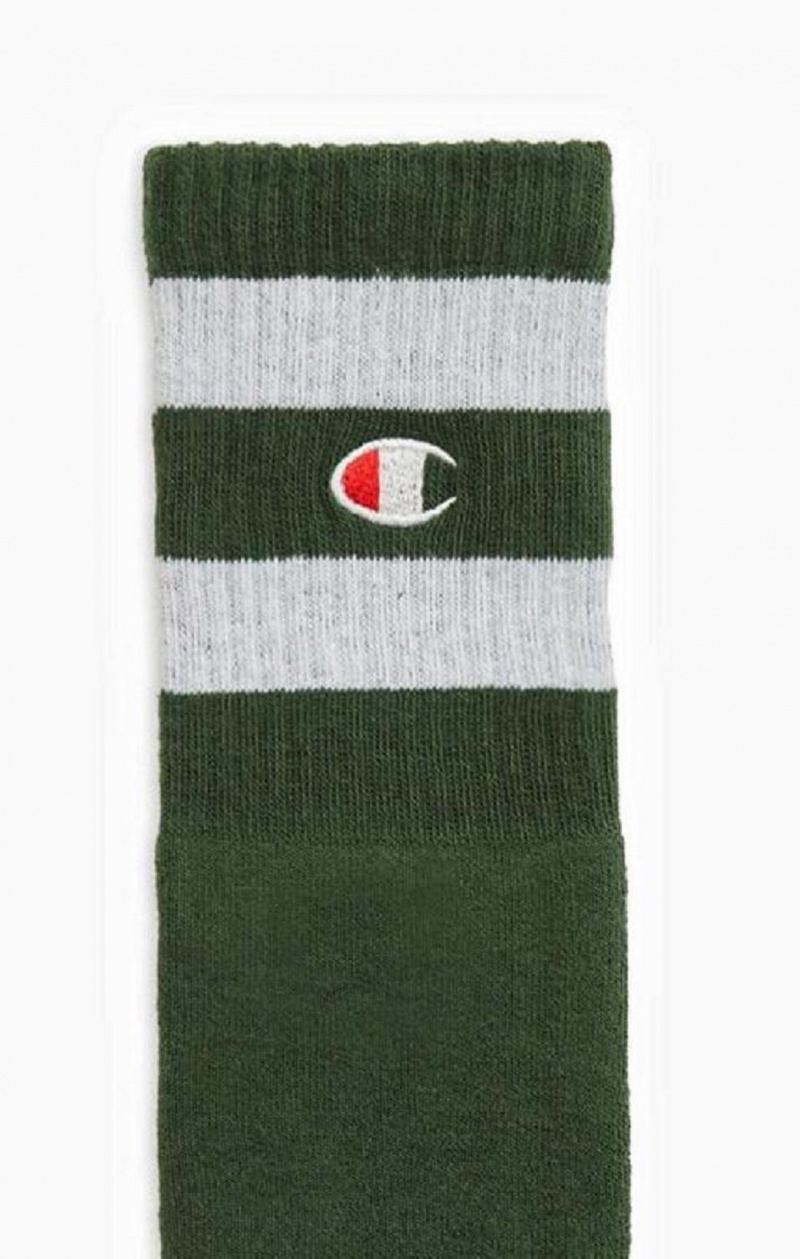 Champion Tube Stripe Crew Socks Strumpor Dam Gröna | 0396-IBKJH