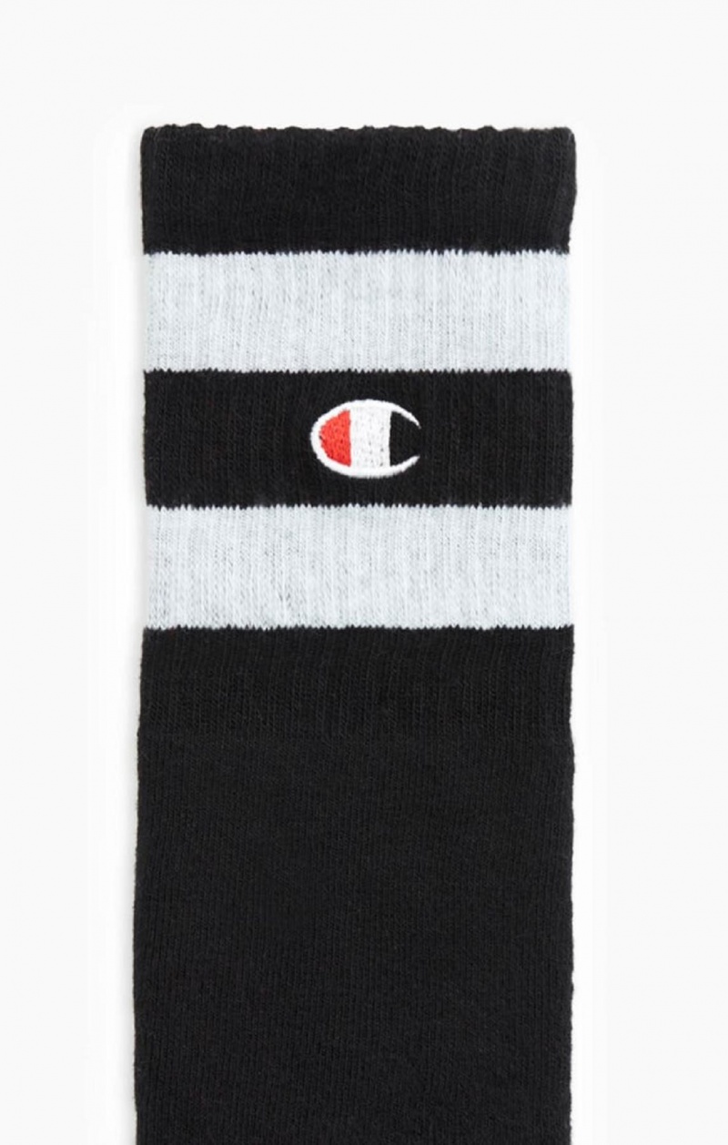 Champion Tube Stripe Crew Socks Strumpor Dam Svarta | 9104-EFCAH