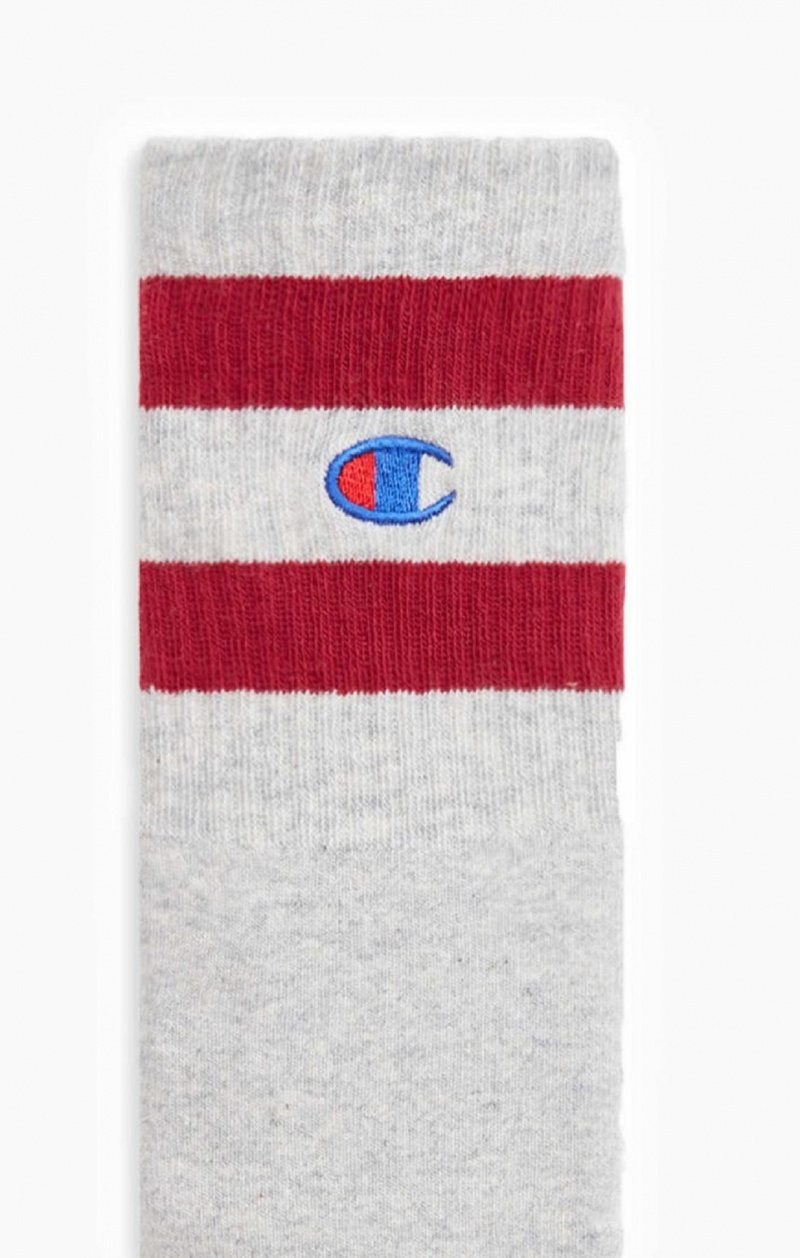 Champion Tube Stripe Crew Socks Strumpor Dam Ljusgrå | 4512-FRAIU