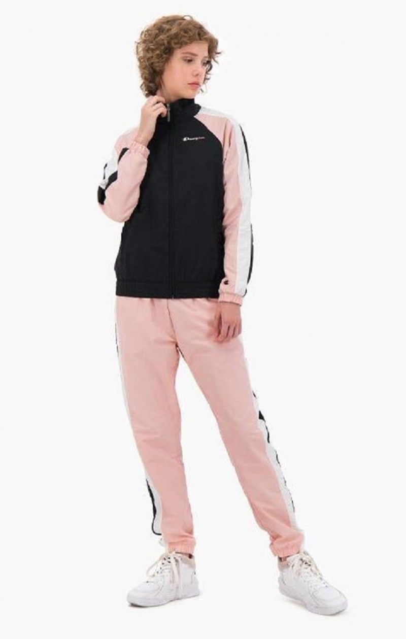 Champion Two Tone Stripe Seam Track Jacket Jackor Dam Svarta Rosa | 9680-HWBDT