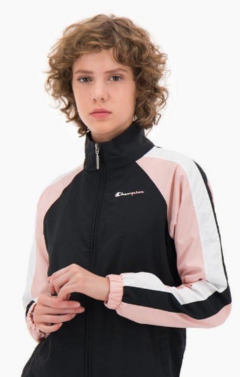 Champion Two Tone Stripe Seam Track Jacket Jackor Dam Svarta Rosa | 9680-HWBDT