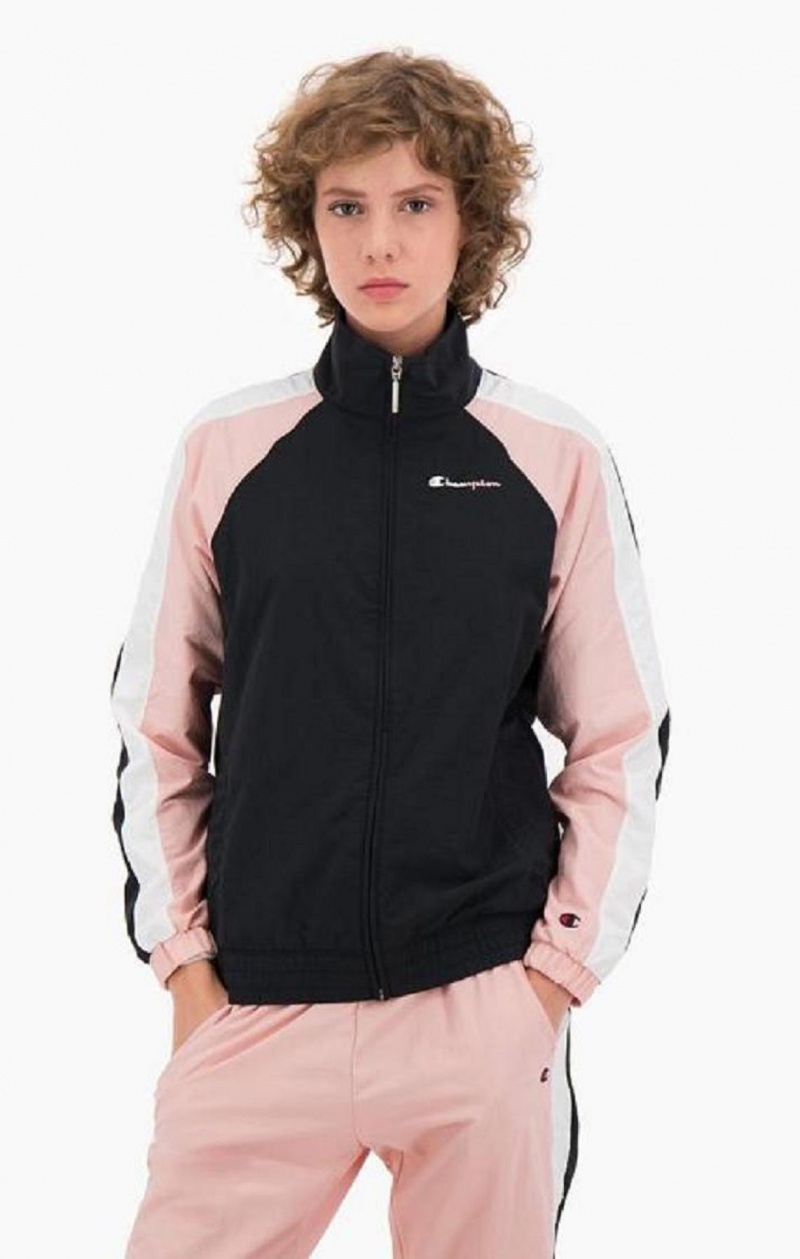 Champion Two Tone Stripe Seam Track Jacket Jackor Dam Svarta Rosa | 9680-HWBDT