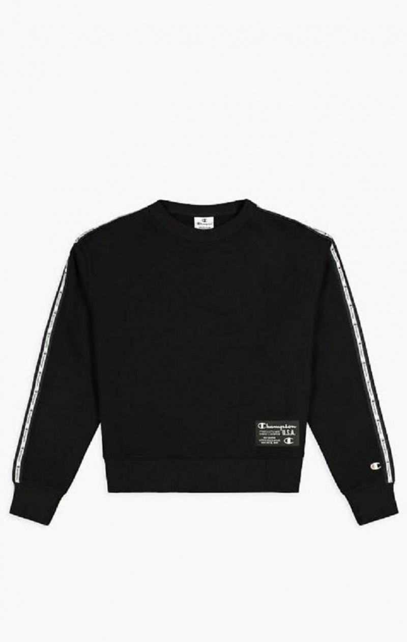 Champion USA Cropped Sweatshirt Tröjor Dam Svarta | 8097-LZFOY