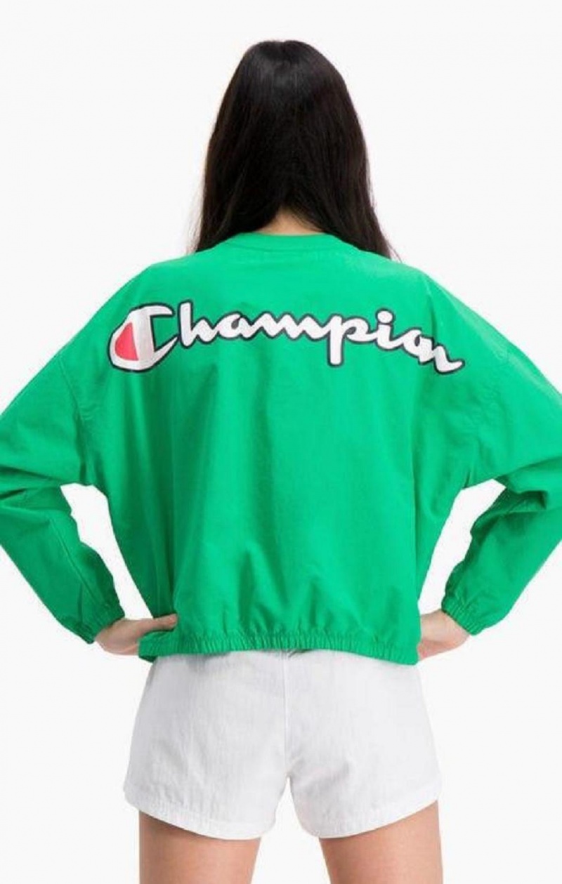 Champion Vatten Repellent Script Logo Track Sweatshirt Tröjor Dam Ljusgröna | 9163-OFDNJ