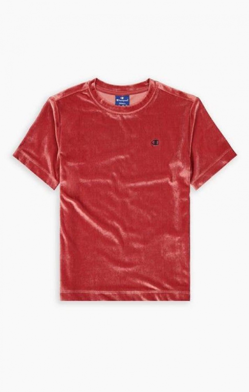 Champion Velvet C Logo T-Shirt T-shirt Dam Röda | 8065-JXBUT