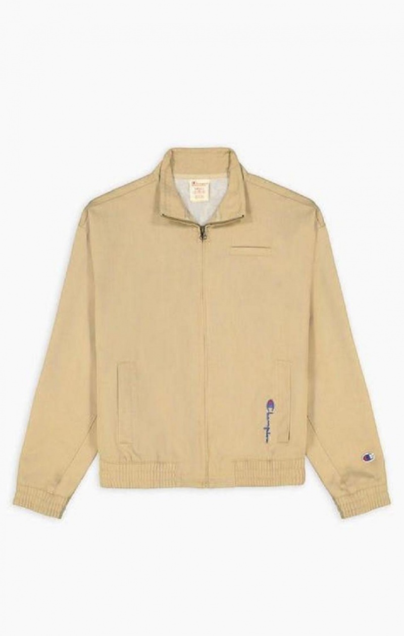 Champion Vertical Script Logo Woven Jacket Jackor Dam Beige | 1928-WHSME