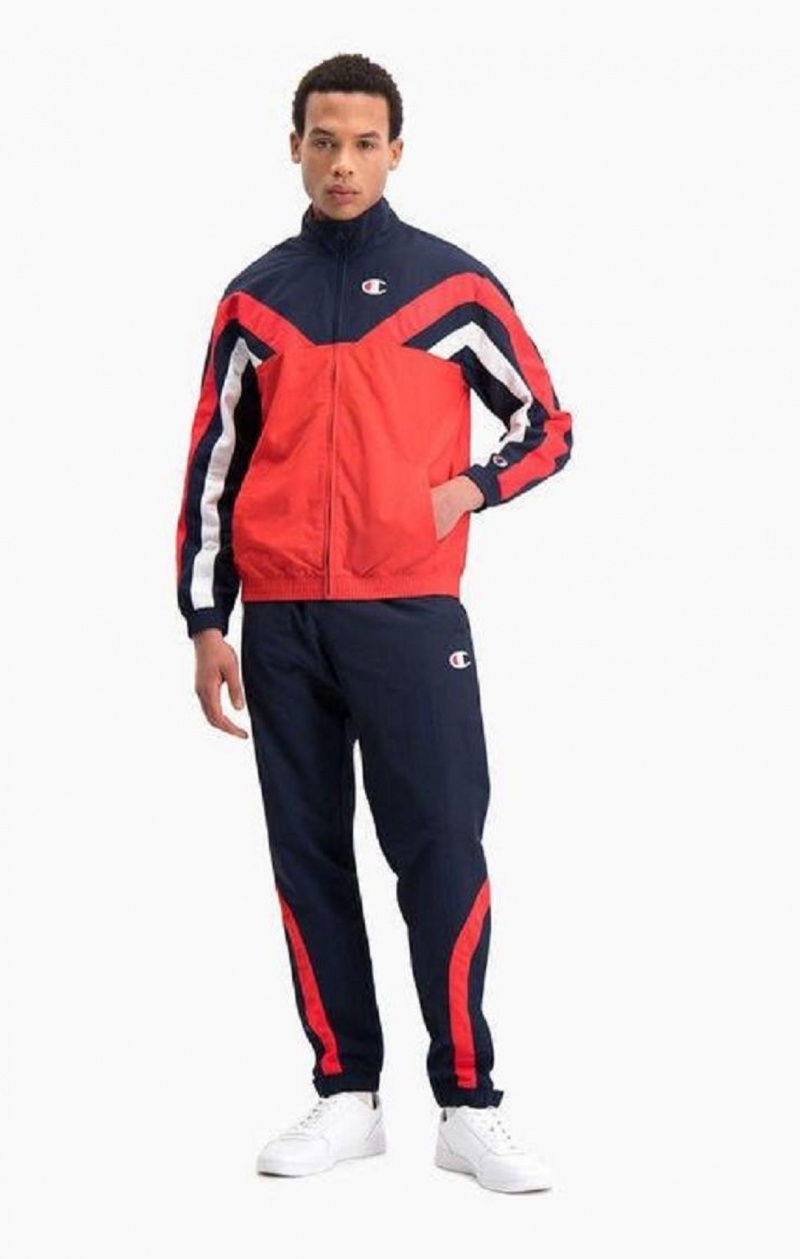 Champion Zip-Up Colour Block And Stripe Track Jacket Jackor Herr Röda | 9864-JICZO