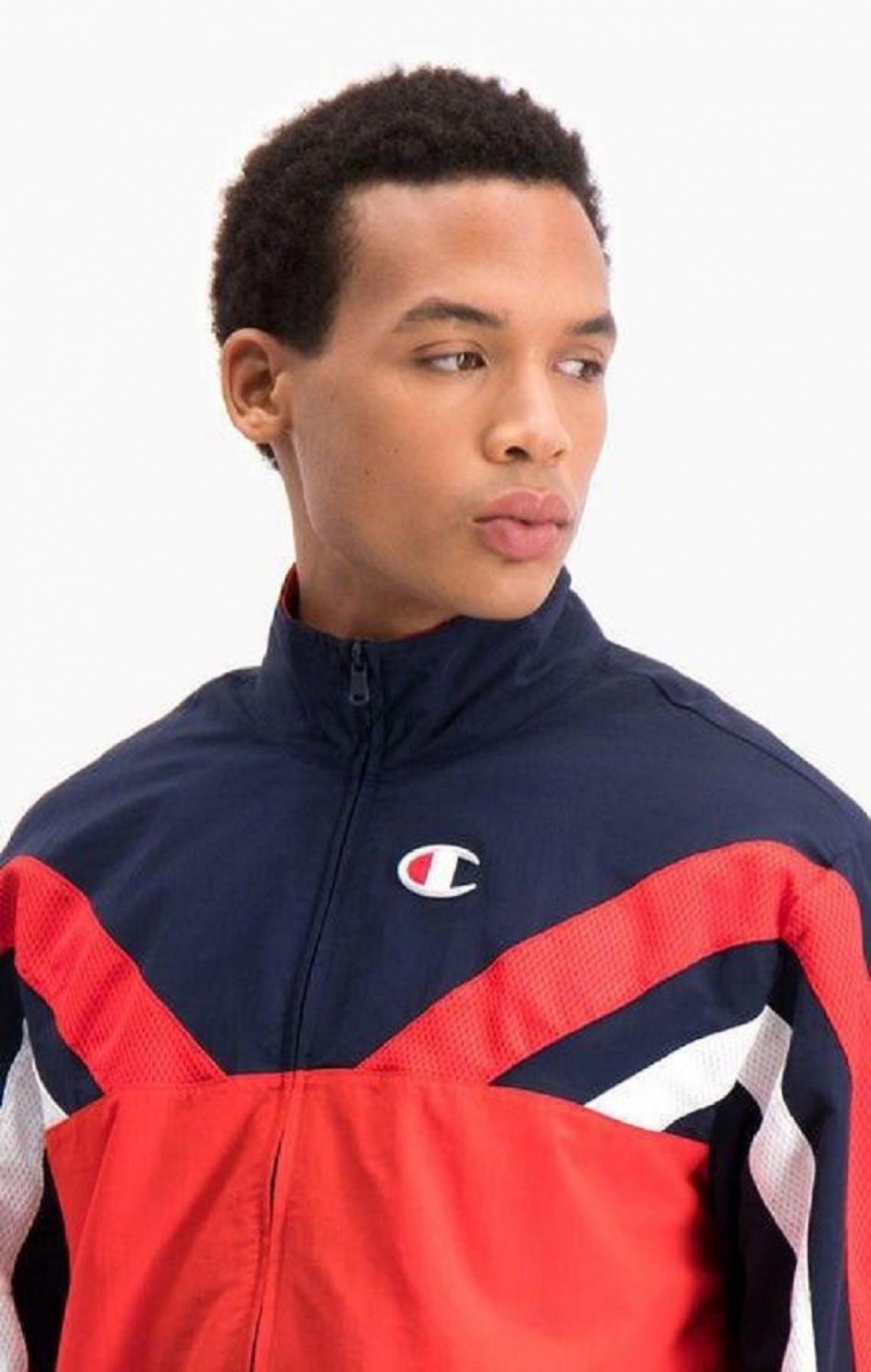 Champion Zip-Up Colour Block And Stripe Track Jacket Jackor Herr Röda | 9864-JICZO