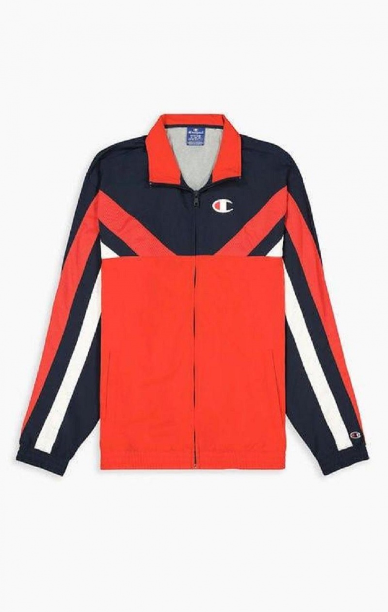 Champion Zip-Up Colour Block And Stripe Track Jacket Jackor Herr Röda | 9864-JICZO