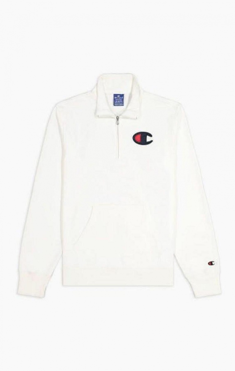 Champion Zip-Up Satin C Logo Hoodie Hoodie Herr Vita | 6701-MZPOR