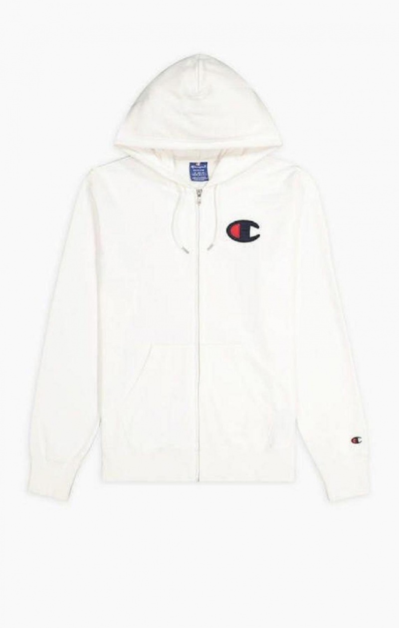 Champion Zip-Up Satin C Logo Hoodie Hoodie Herr Vita | 8619-XUCHR