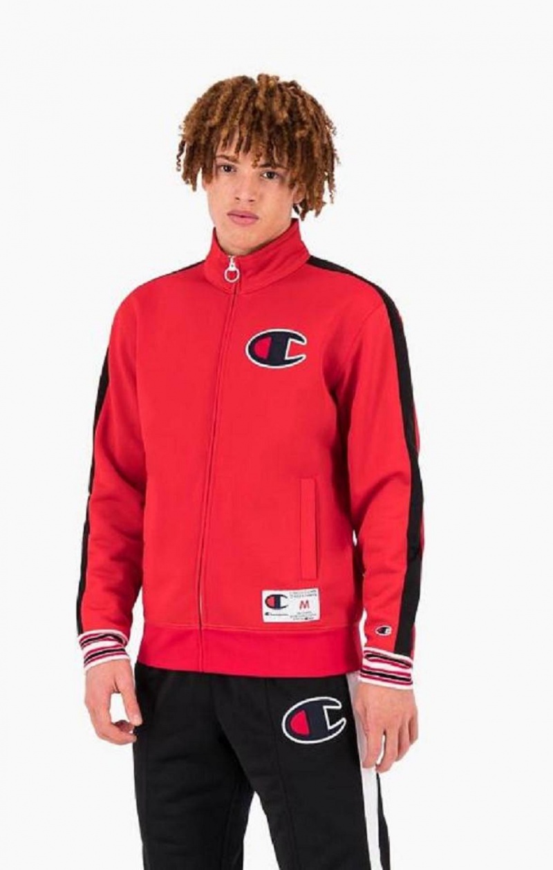 Champion Zip-Up Stripe Sleeve Basketball Sweatshirt Tröjor Herr Röda | 5360-IYAHB