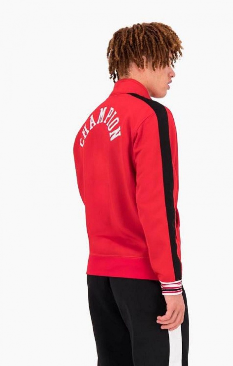 Champion Zip-Up Stripe Sleeve Basketball Sweatshirt Tröjor Herr Röda | 5360-IYAHB