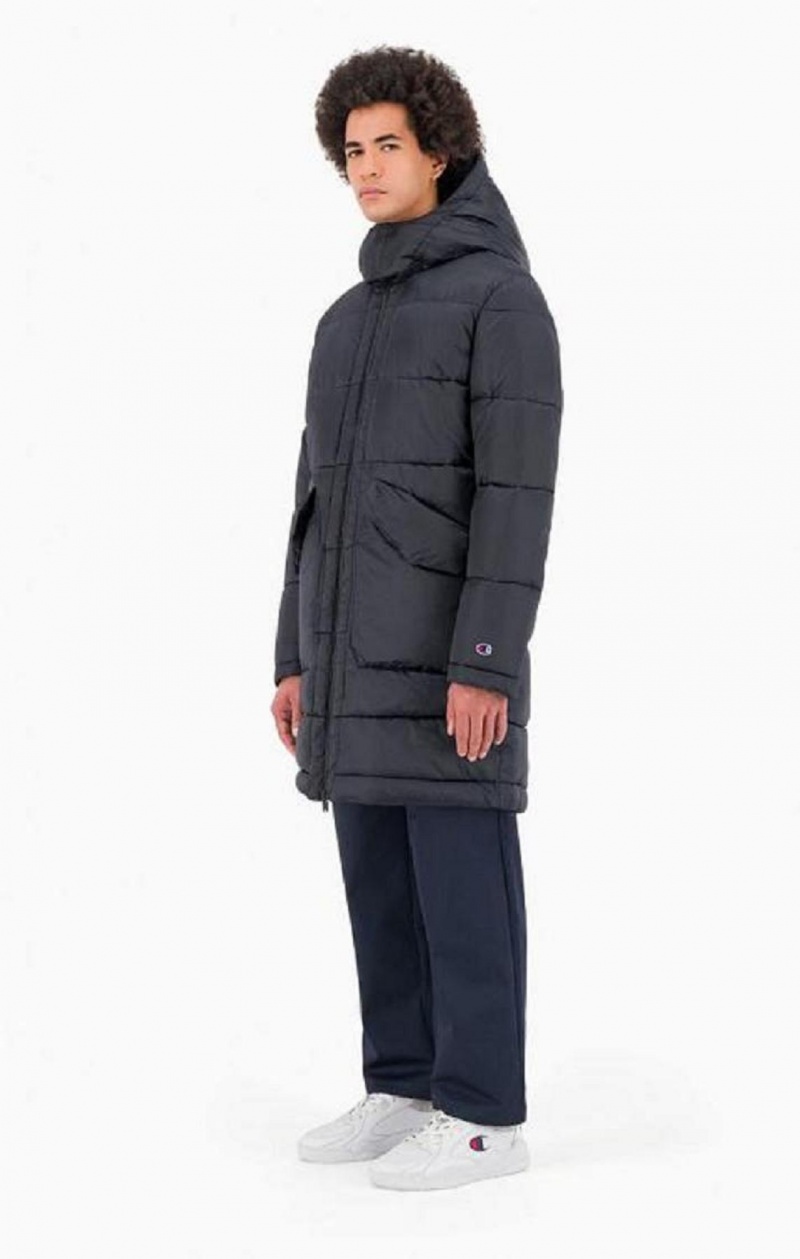 Champion Zip-Up Vadderad Long Hooded Jacket Jackor Herr Mörkblå | 0349-MLKZQ