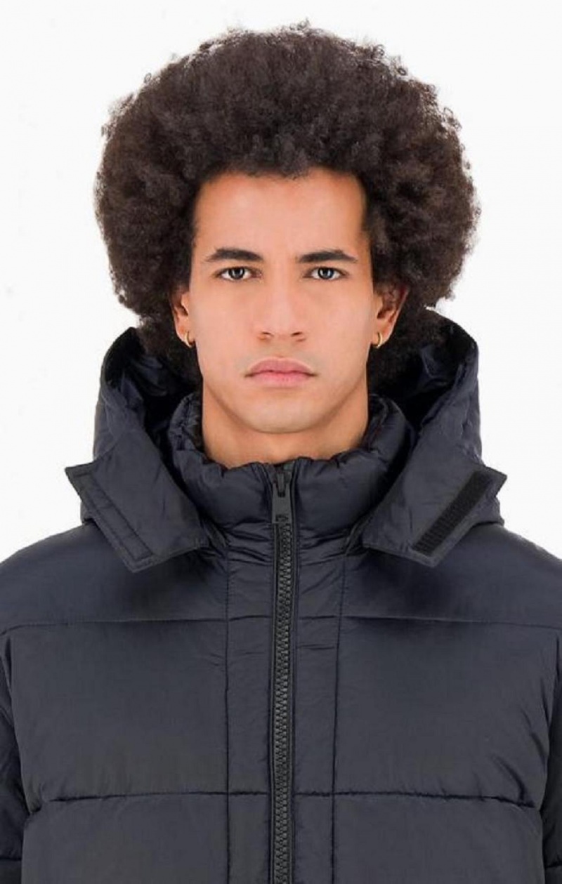 Champion Zip-Up Vadderad Long Hooded Jacket Jackor Herr Mörkblå | 0349-MLKZQ