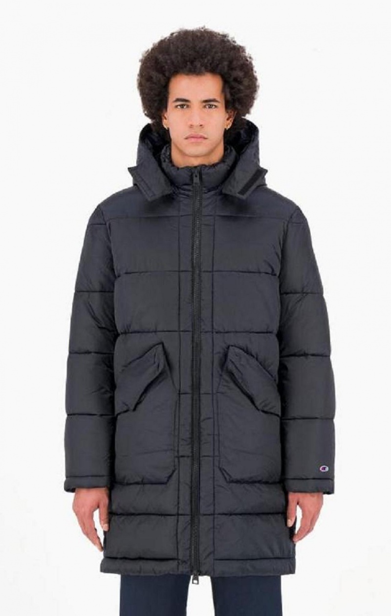 Champion Zip-Up Vadderad Long Hooded Jacket Jackor Herr Mörkblå | 0349-MLKZQ